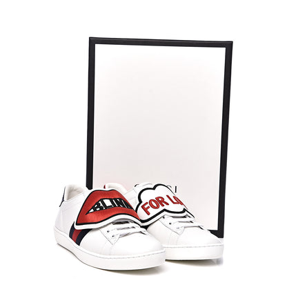 Gucci Calfskin Ayers Blind For Love Embroidered Womens Ace Sneakers 35.5 White 9 of 9