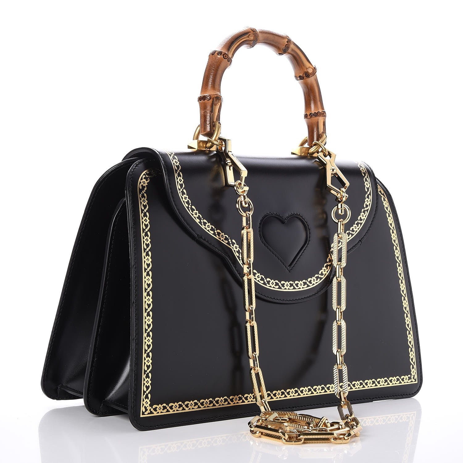 Gucci Calfskin Bamboo Medium Thiara Top Handle Bag Black 3 of 8