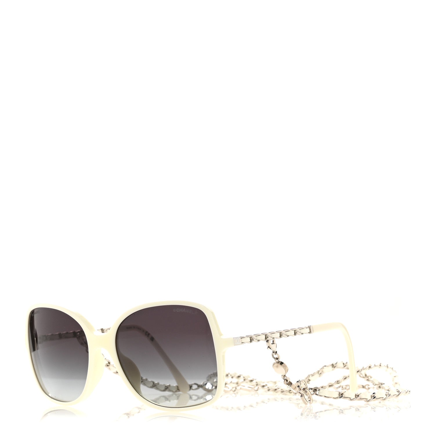Chanel Acetate Metal Lambskin Square Chain Sunglasses 5210-Q-A White 1 of 8
