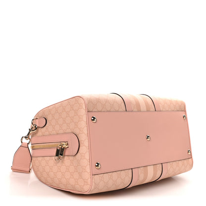 Gucci GG Supreme Monogram Textured Dollar Calfskin Web Medium Savoy Duffle Bag Rose Pink 3 of 9