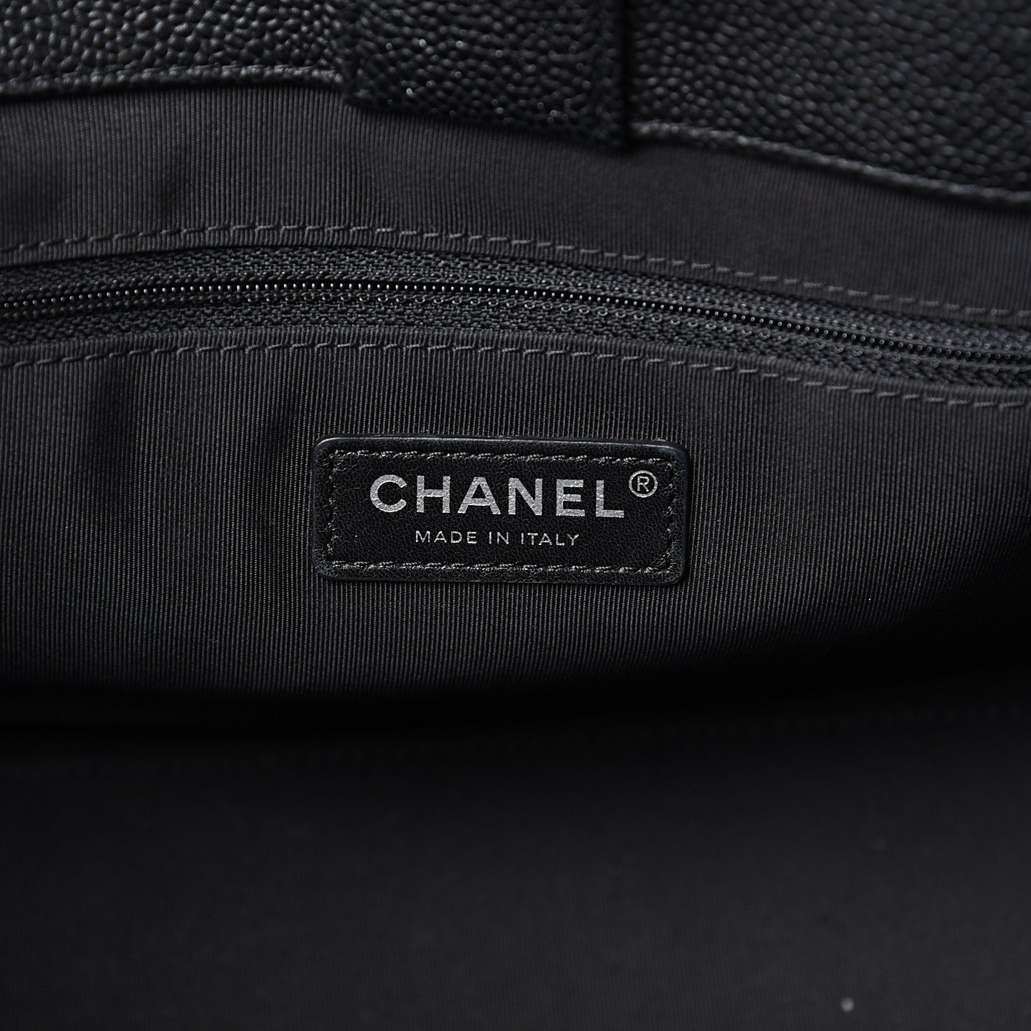 Caviar Stitched Shopping Tote Black