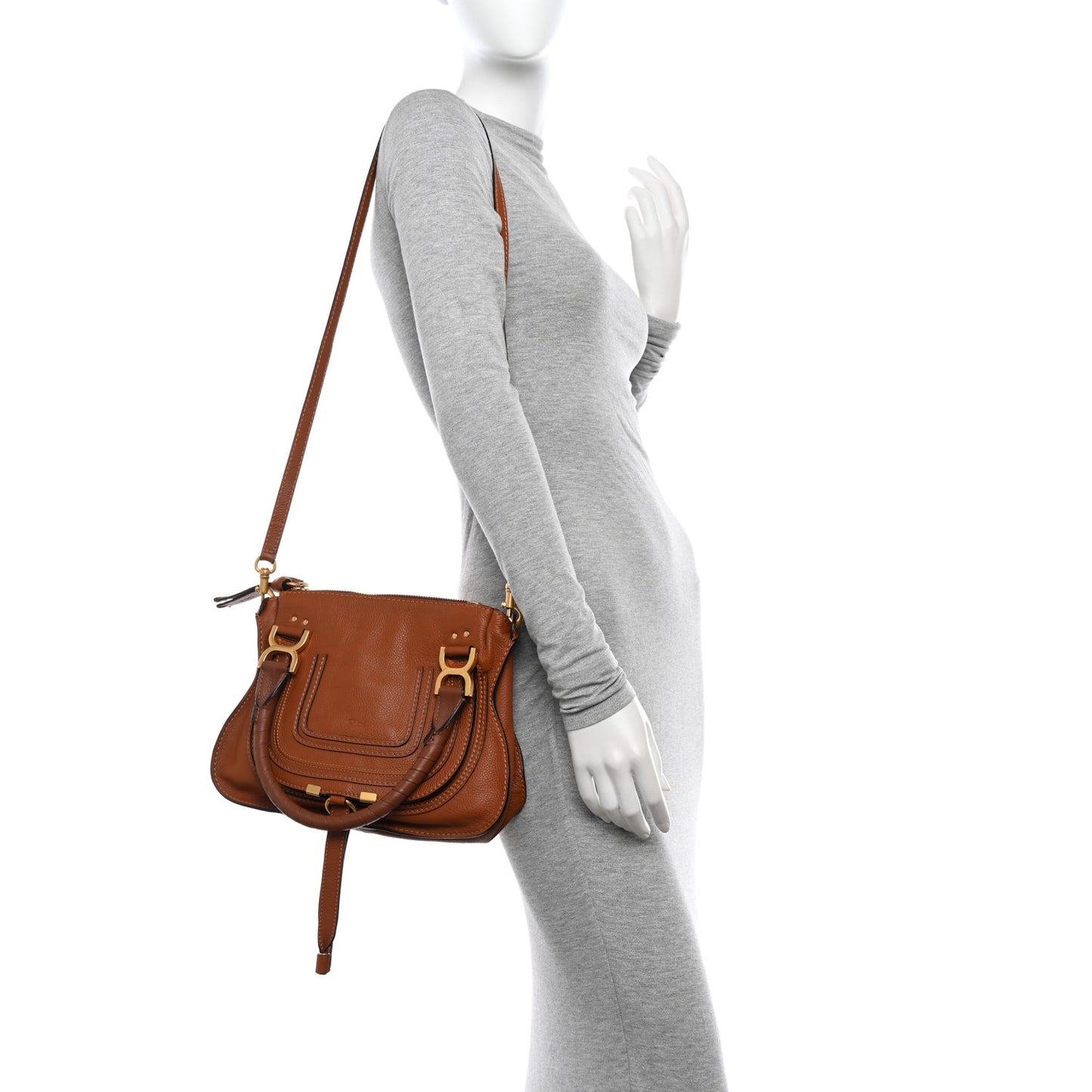 Calfskin Small Marcie Satchel Tan