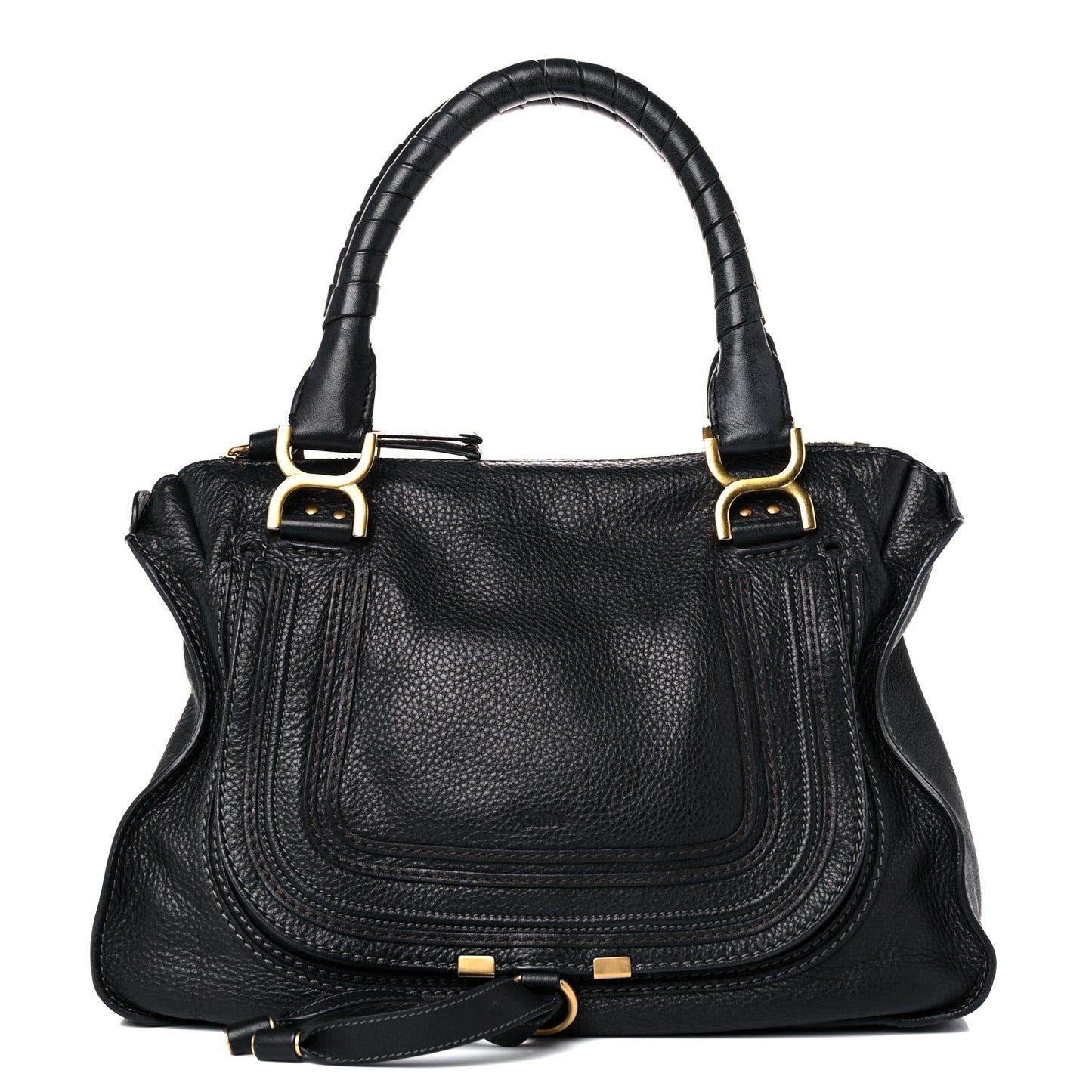 Calfskin Large Marcie Satchel Black