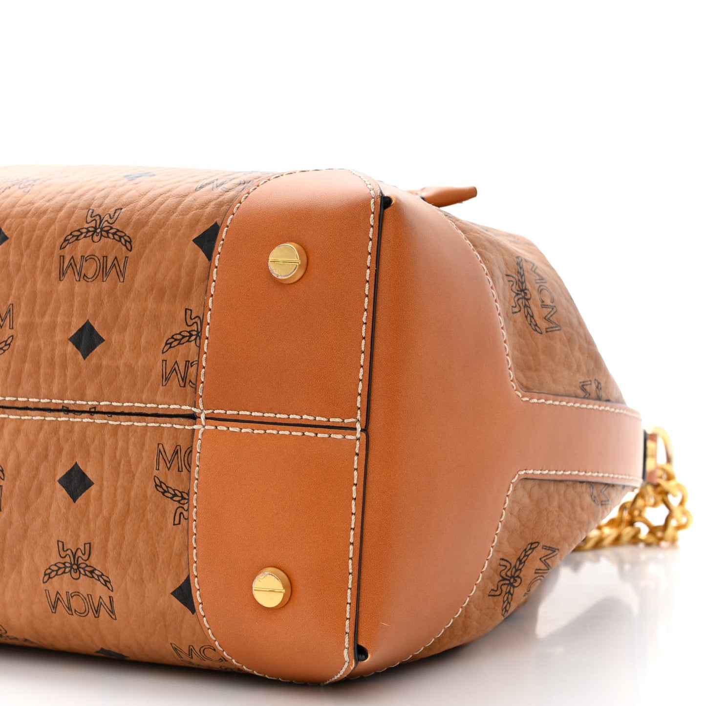 Visetos Small Soft Berlin Drawstring Bucket Bag Cognac
