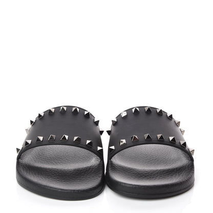 Valentino Garavani Rubber Rockstud Slide Sandals 40 Black 2 of 7