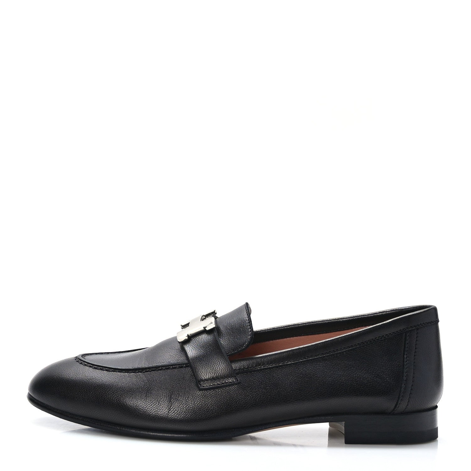 Hermes Goatskin Womens Paris Loafers 36 Black 1 of 9
