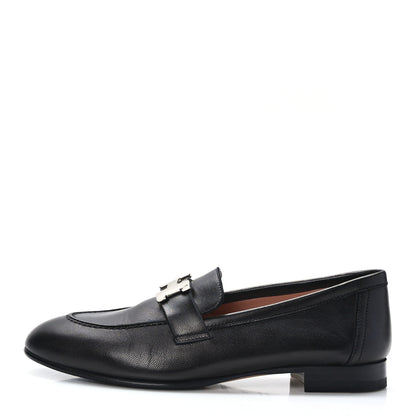 Hermes Goatskin Womens Paris Loafers 36 Black 1 of 9
