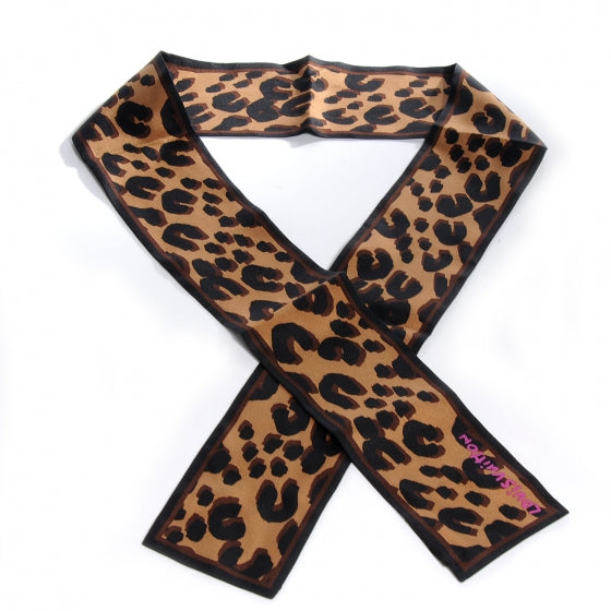 Silk Leopard Bandeau Scarf Marron