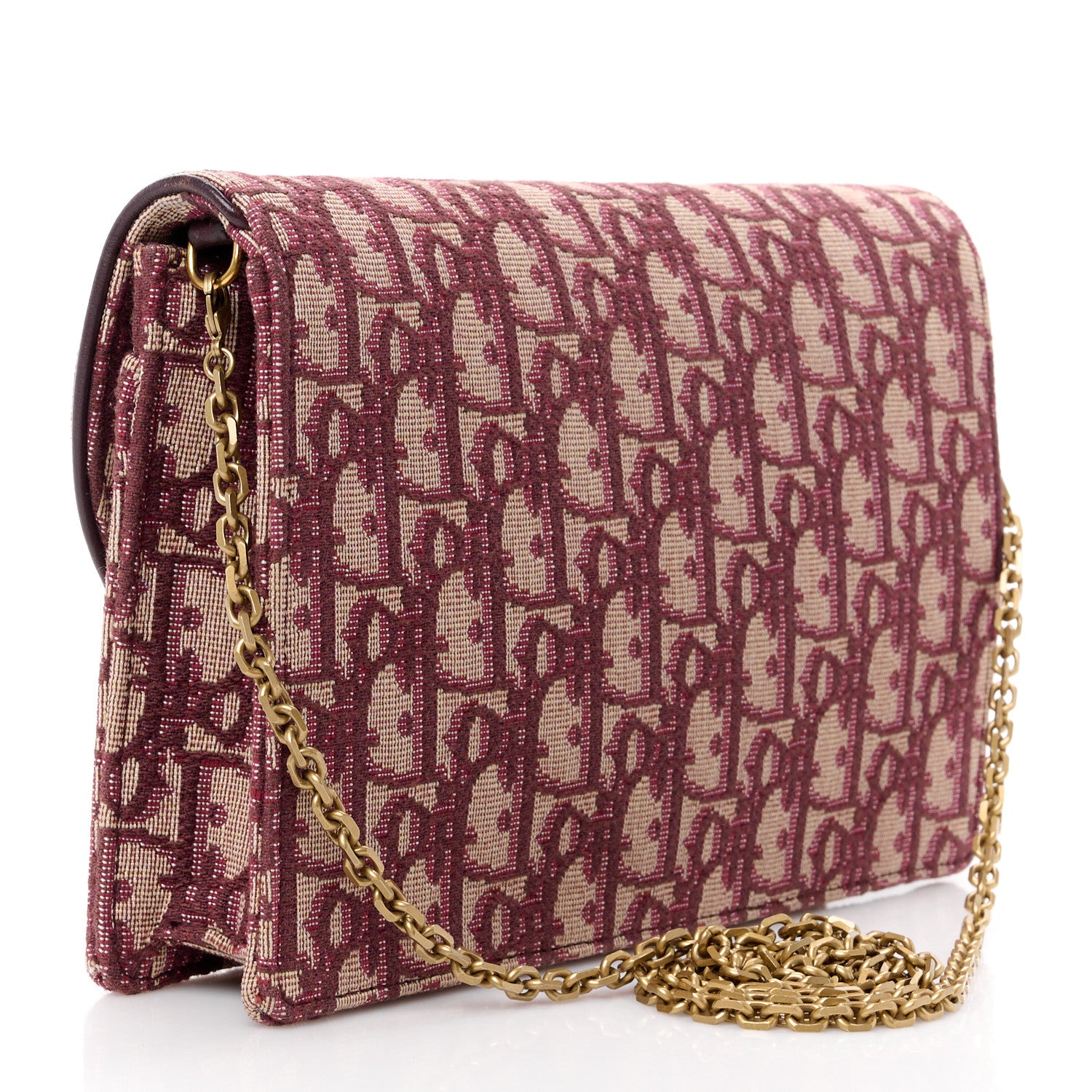 Christian Dior Oblique Saddle Chain Pouch Burgundy 3 of 10