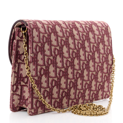 Christian Dior Oblique Saddle Chain Pouch Burgundy 3 of 10