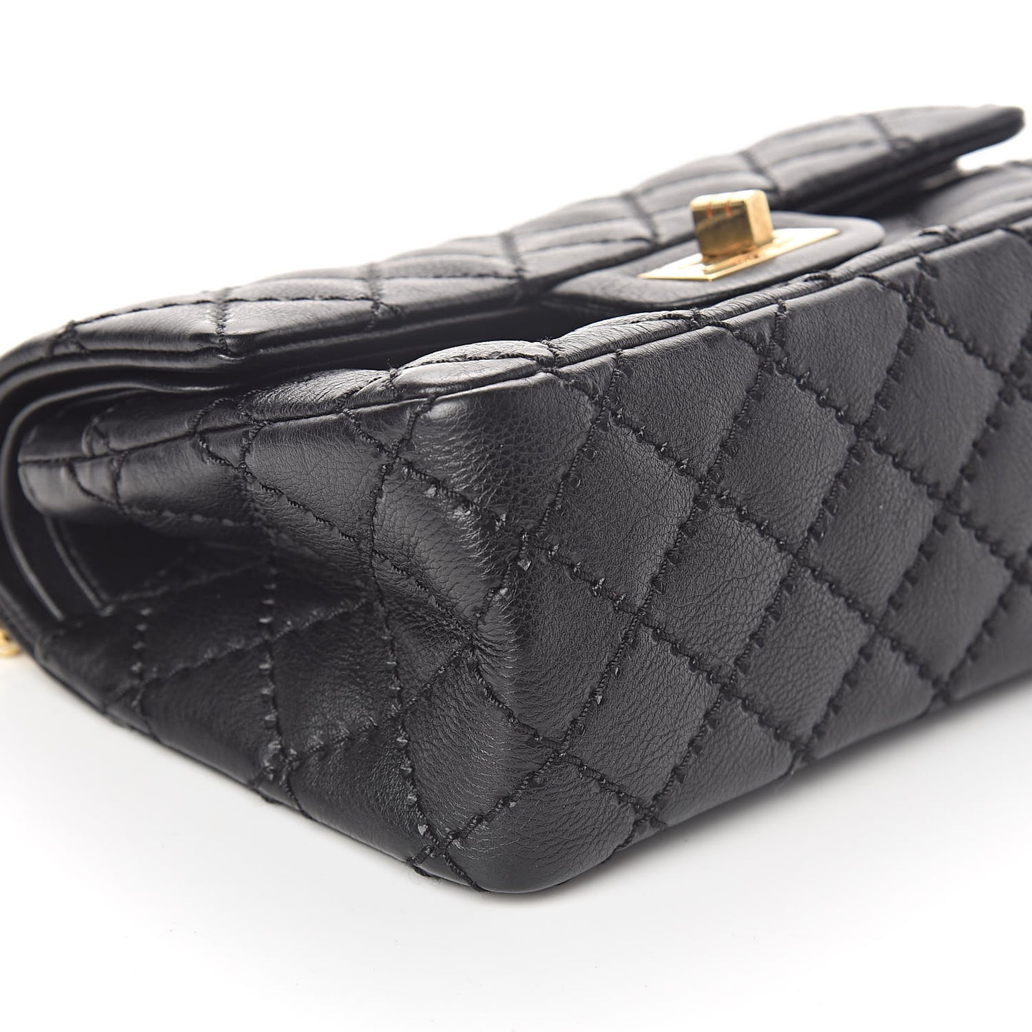 Calfskin Double Stitch 2.55 Reissue 224 Flap Black