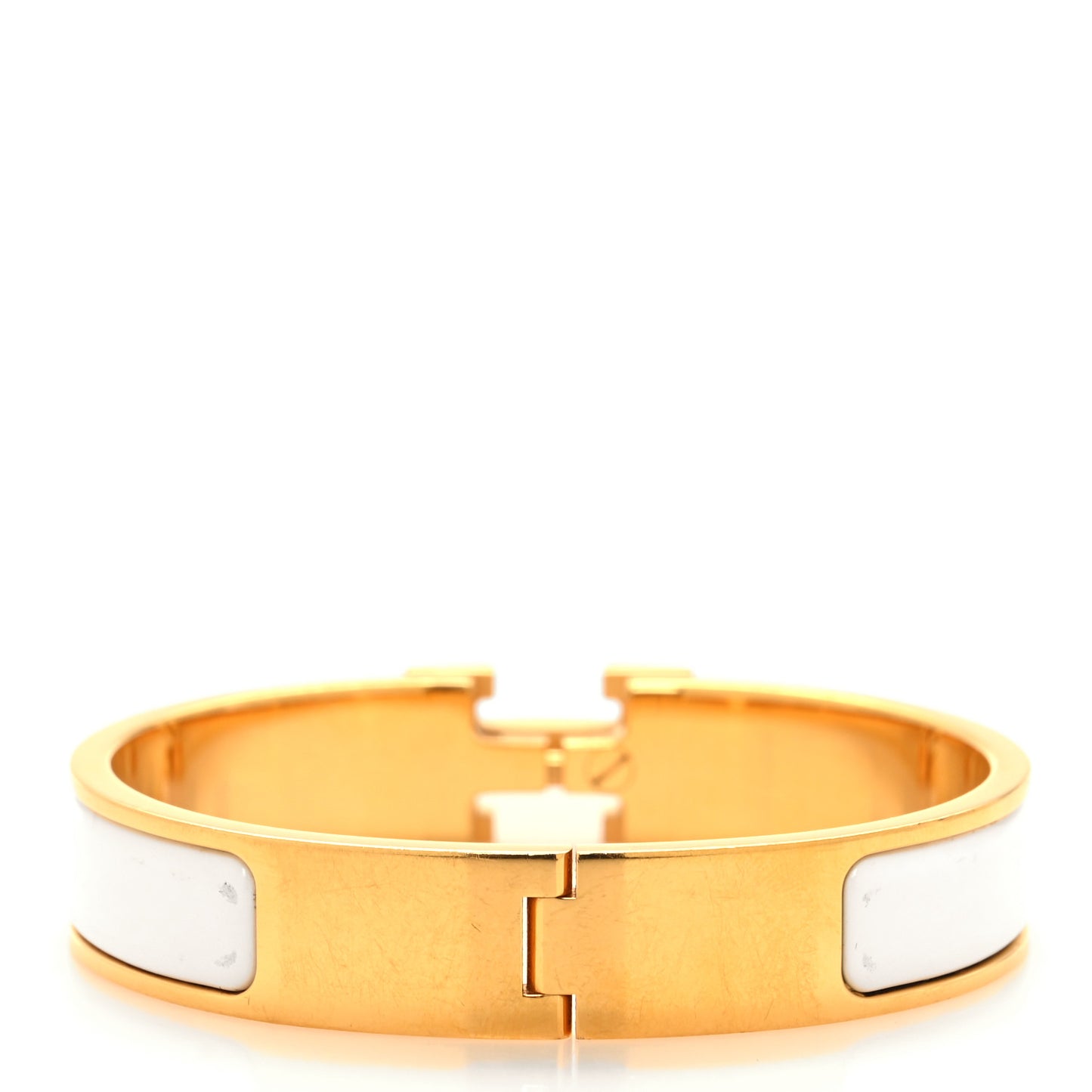 Enamel Narrow Clic Clac H Bracelet PM White