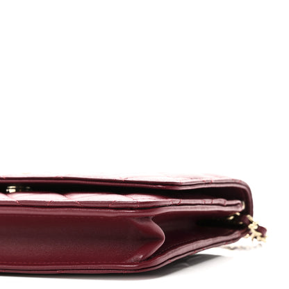 Chanel Lambskin Quilted Wallet On Chain WOC Burgundy 11 of 12