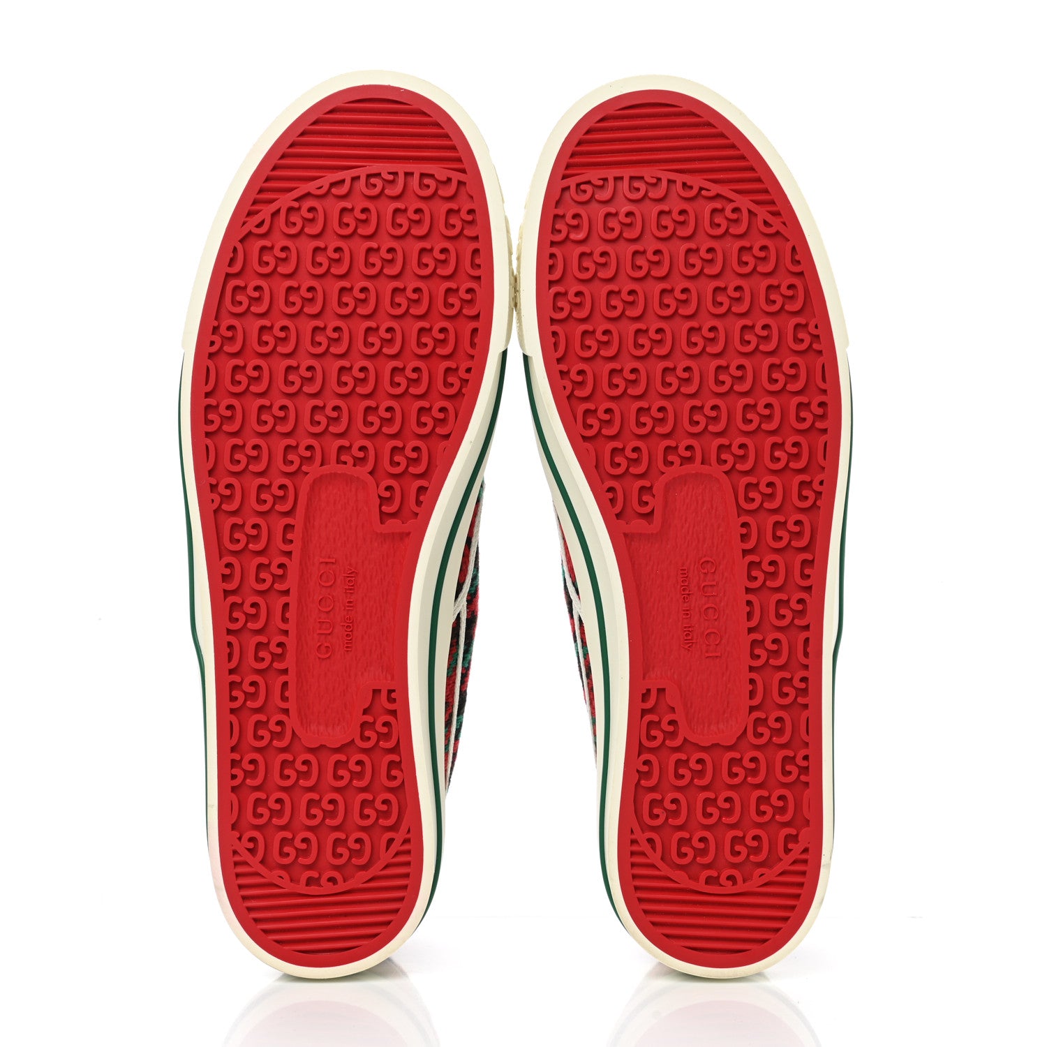 Gucci Cotton Wool Web Houndstooth Interlocking G Mens 1977 Tennis Slip On Sneakers 7 Red Green 5 of 7