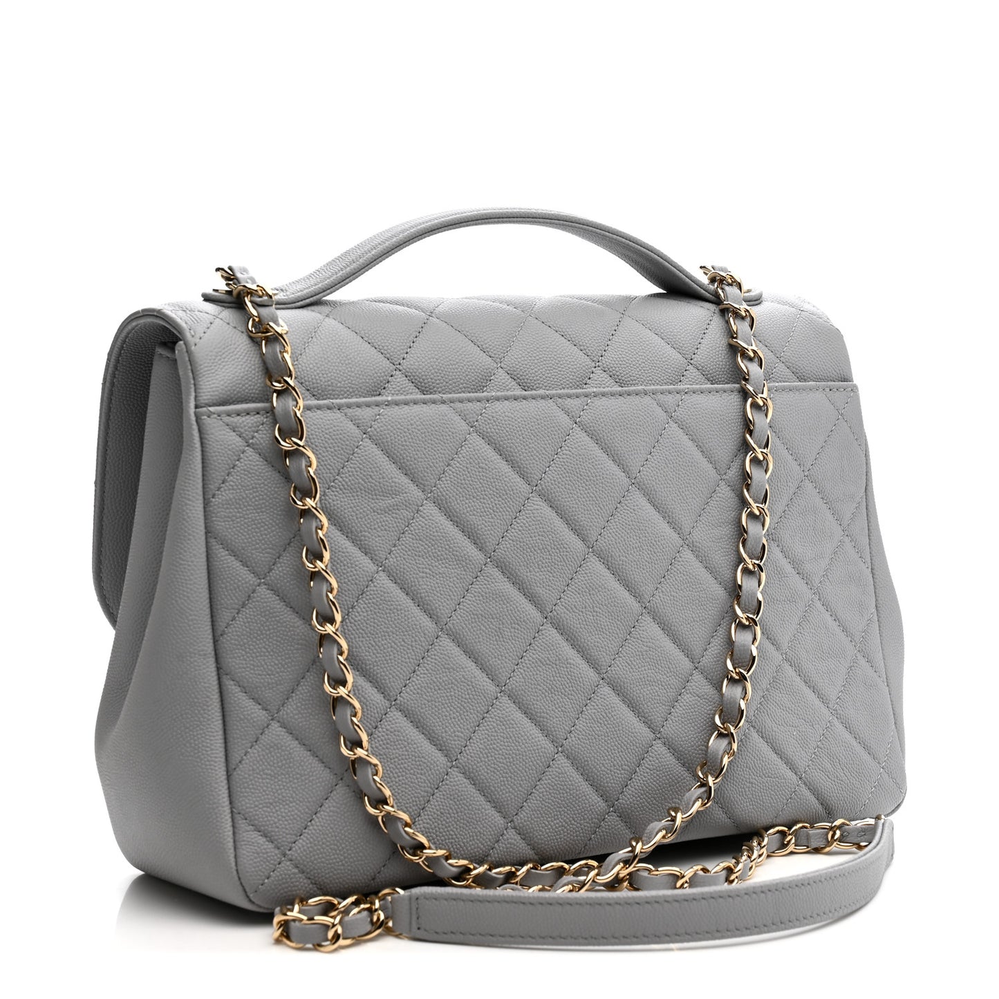 Caviar Quilted Large Business Affinity Flap Grey