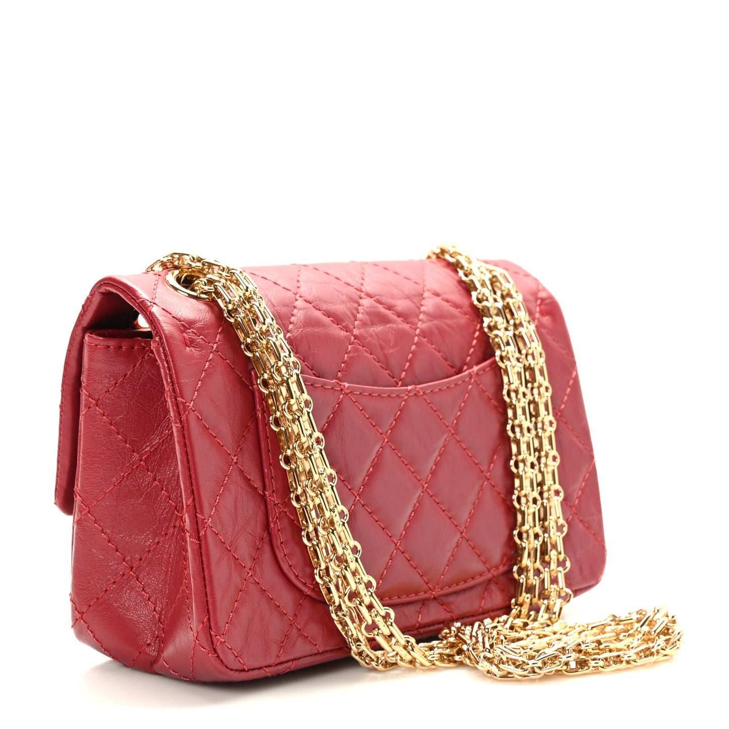 Aged Calfskin Quilted 2.55 Reissue Mini Flap Red