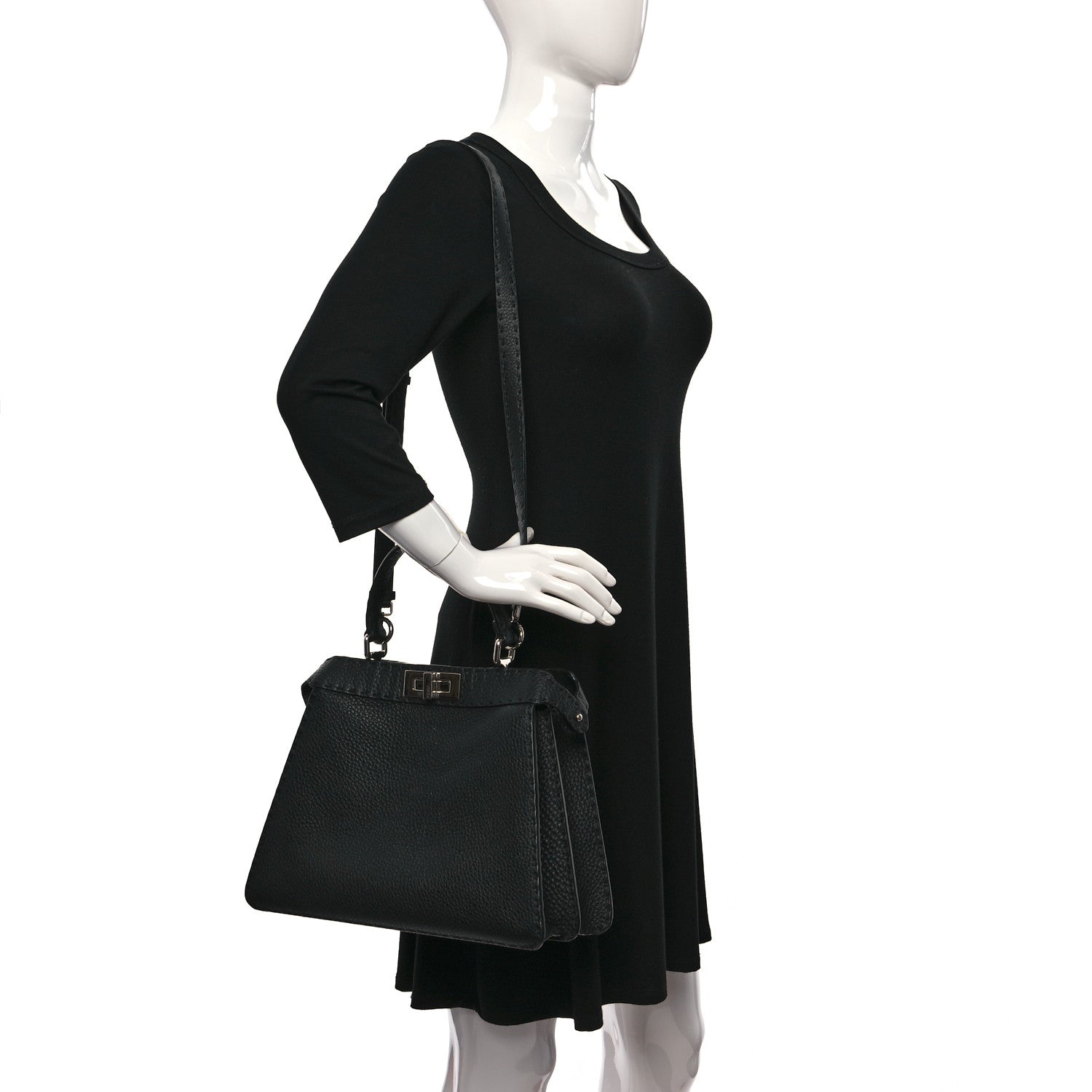 Fendi Cuoio Romano Selleria Chamois Medium Peekaboo I SEE U Satchel Black Camel Sunflower 2 of 8