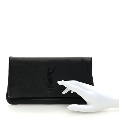 Saint Laurent Grain De Poudre West Hollywood Monogram Fold Over Clutch Black 2 of 6