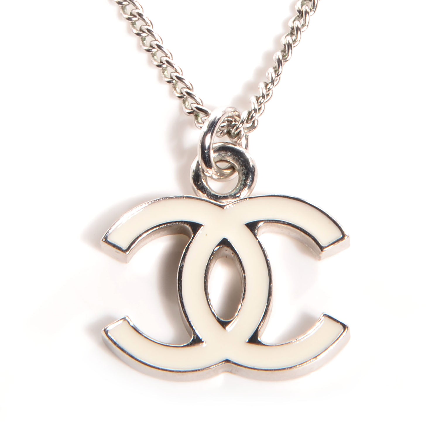 Chanel Enamel CC Necklace White 3 of 6