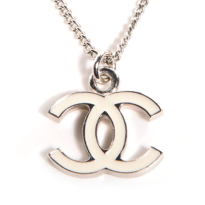 Chanel Enamel CC Necklace White 3 of 6