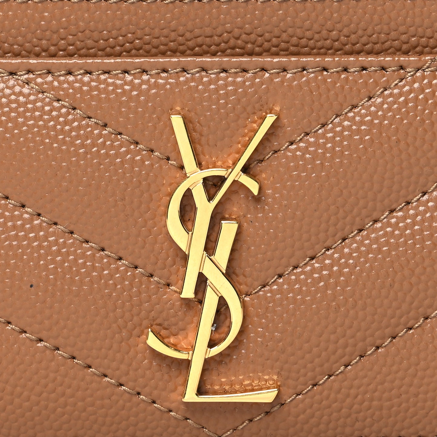 Grain De Poudre Matelasse Chevron Monogram Credit Card Case Natural Dark