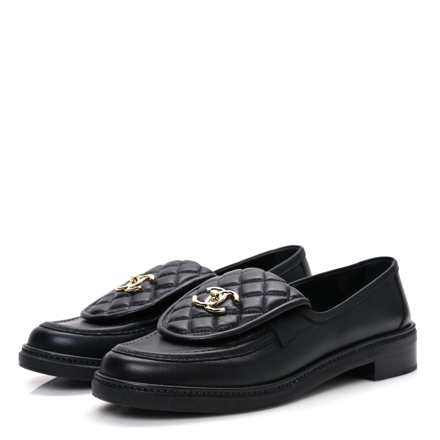 Lambskin Quilted CC Turnlock Loafers 41 Black