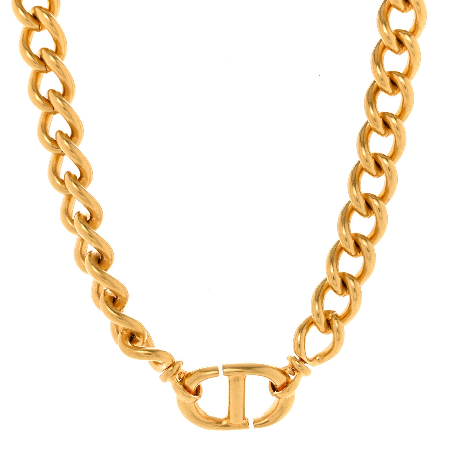 Christian Dior Metal CD Navy Choker Necklace Gold 1 of 6