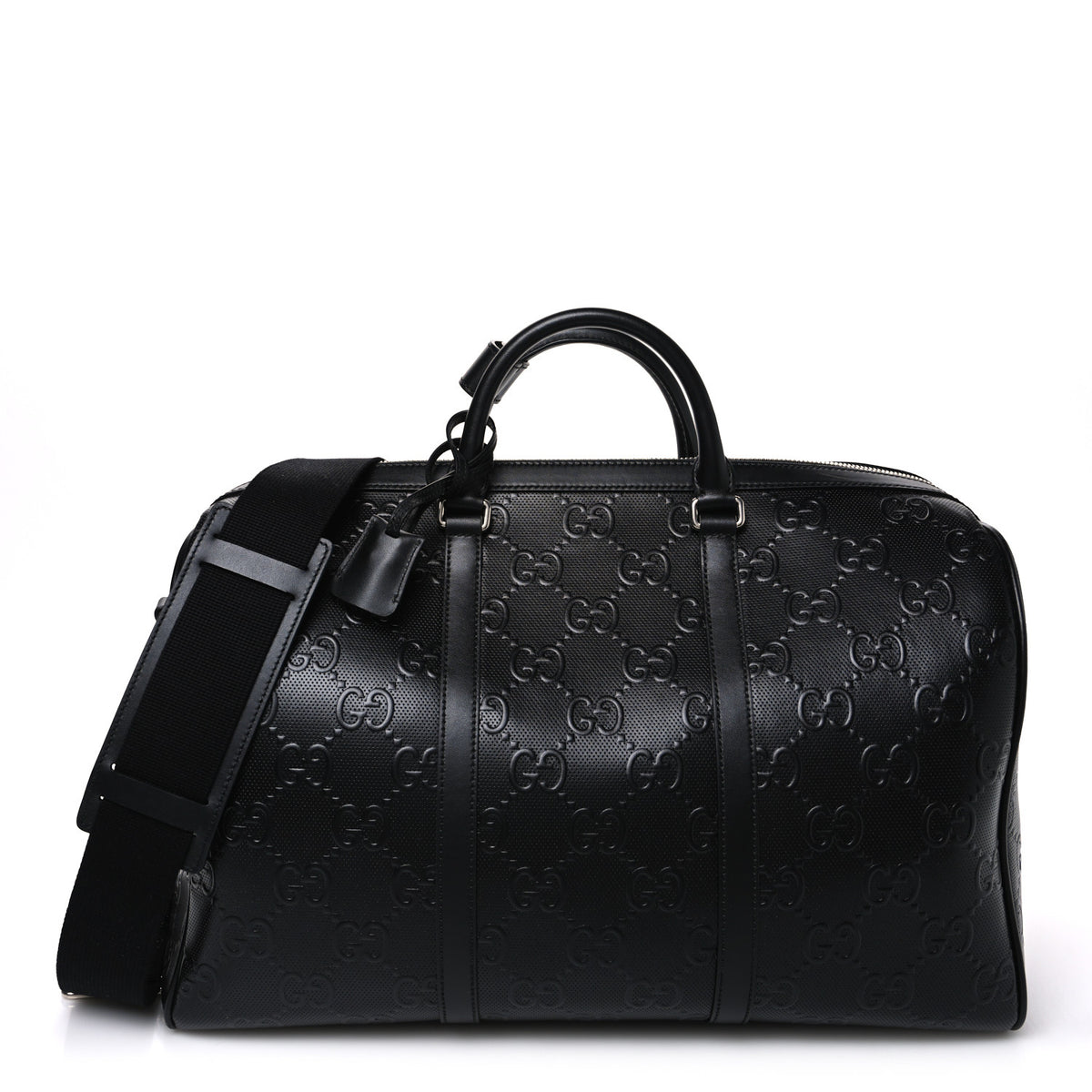 Gucci Calfskin GG Tennis Embossed Duffle Bag Black 1 of 9