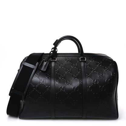 Gucci Calfskin GG Tennis Embossed Duffle Bag Black 1 of 9