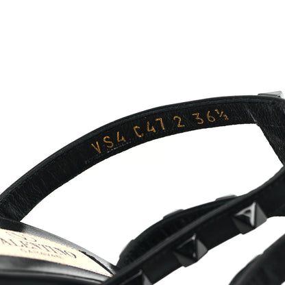Valentino Garavani Calfskin Monochrome Rockstud 60mm Caged Slide Sandals 36.5 Black 8 of 9