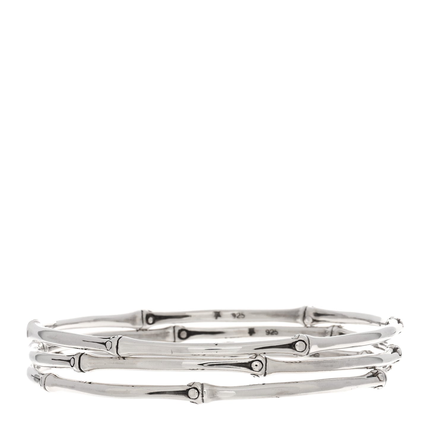 Sterling Silver Bamboo Bangle Bracelet Set of 3