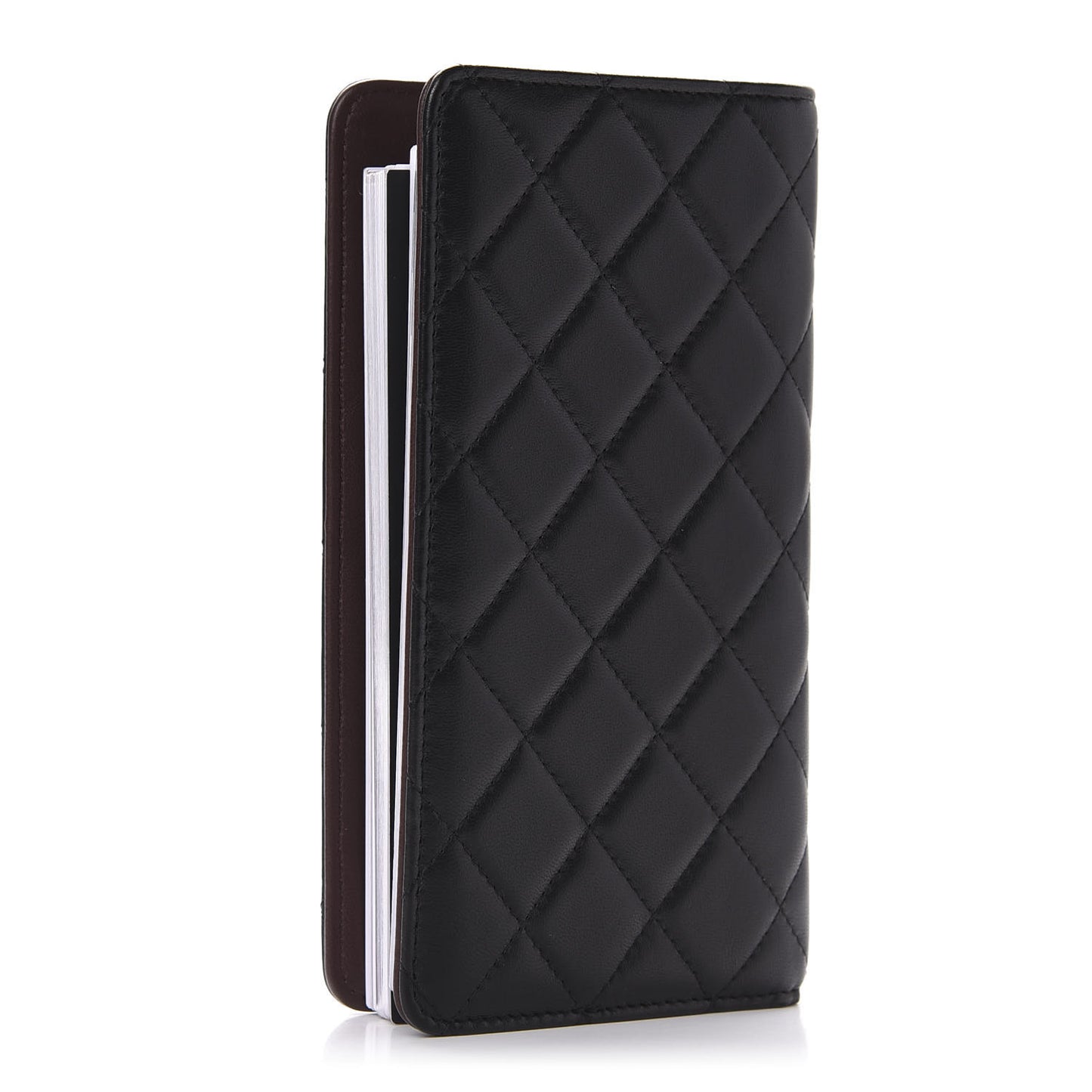 Lambskin Quilted Medium Agenda Cover Black