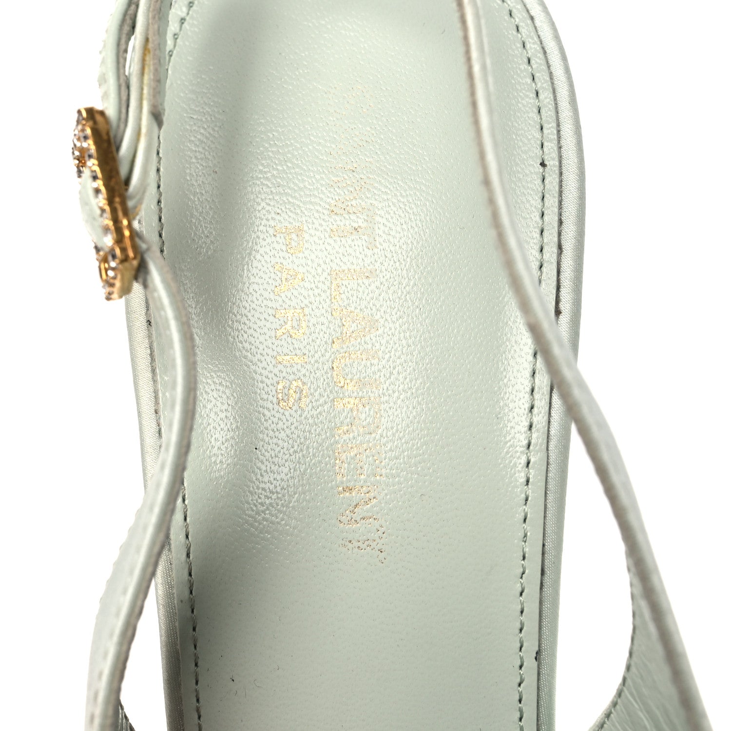 Saint Laurent Crepe Satin Mae Feathered Sandals Slight 38 Green 9 of 14