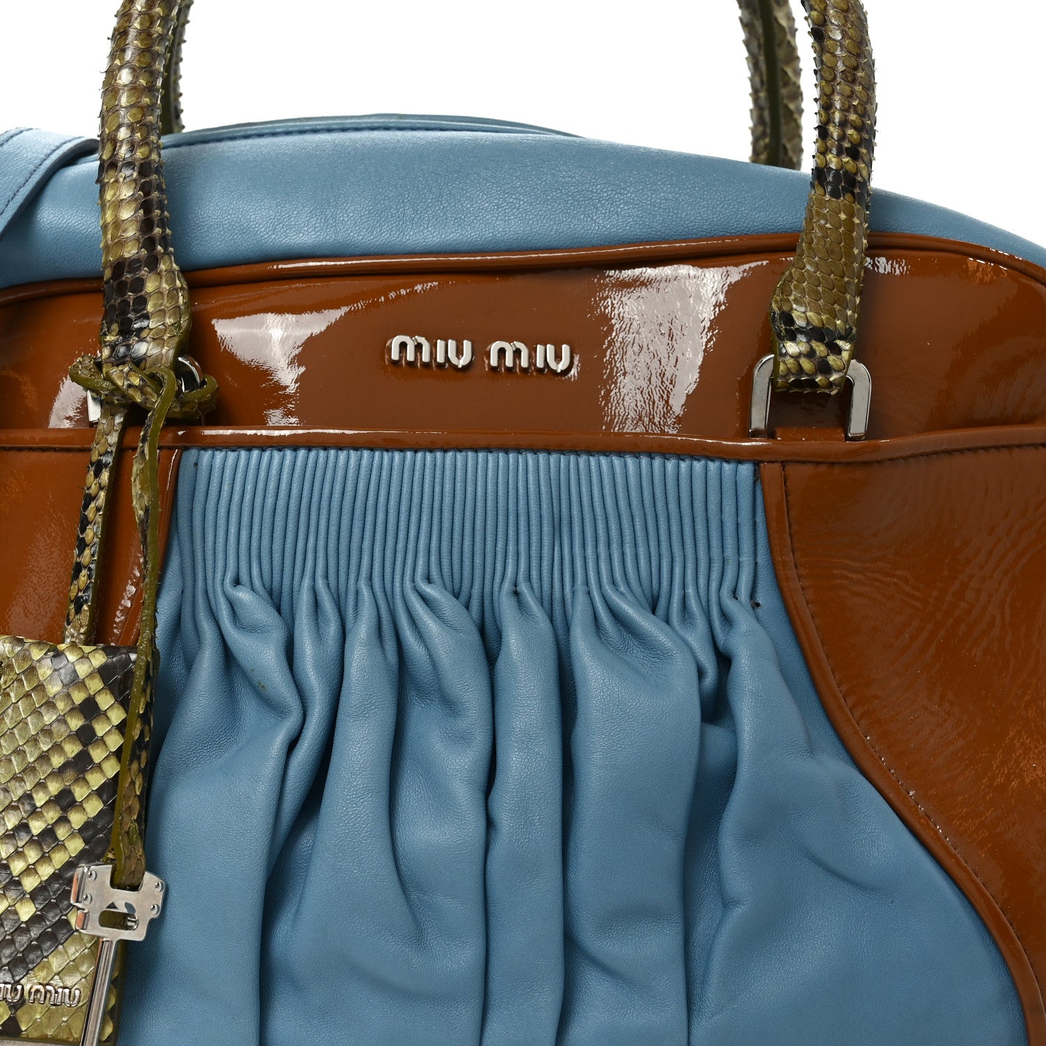 Miu Miu Nappa Vernice Snakeskin Bowler Cognac Astrale 8 of 11
