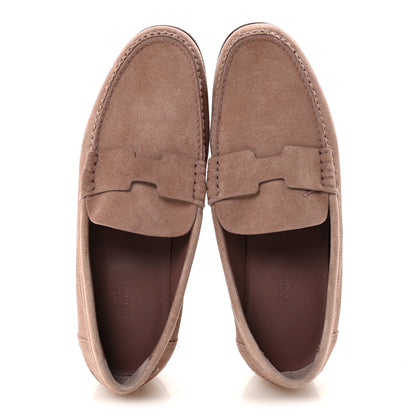 Hermes Suede Calfskin Womens Kennedy Loafers 38.5 Rose Antique 4 of 18