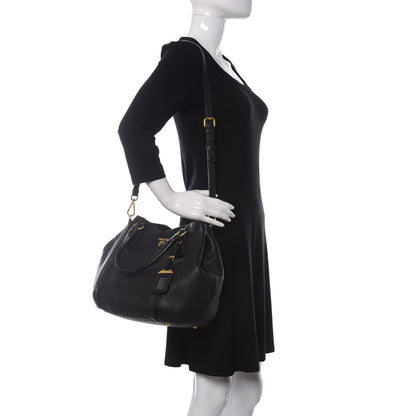 Prada Vitello Daino Shoulder Bag Black 2 of 9