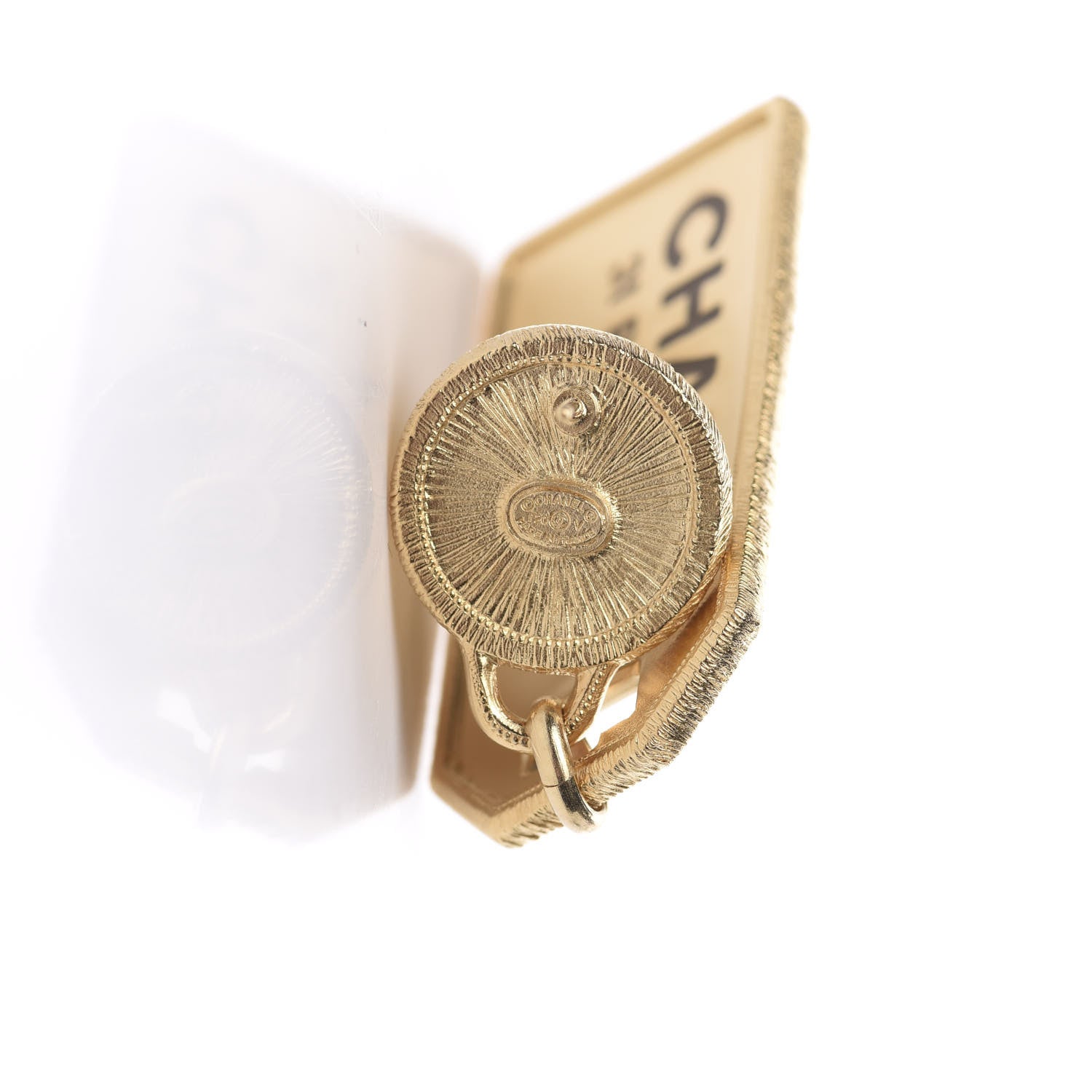 Chanel Pearl CC Tags Drop Earrings Gold 4 of 5