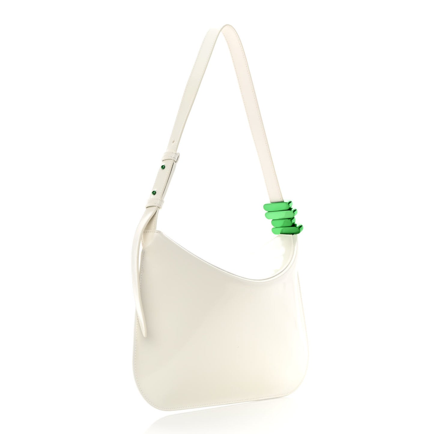 Brushed Calfskin Cradle Fold Over Shoulder Bag White Parakeet