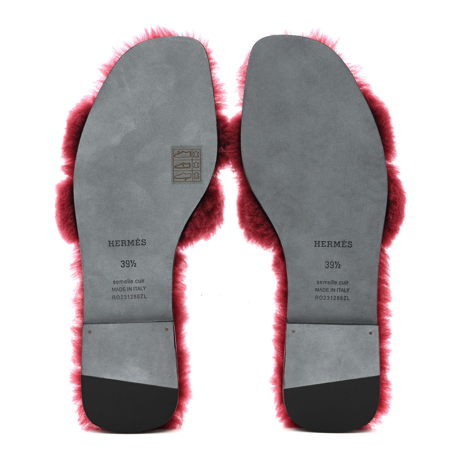 Hermes Woolskin Oran Sandals 39.5 Rouge H 6 of 9