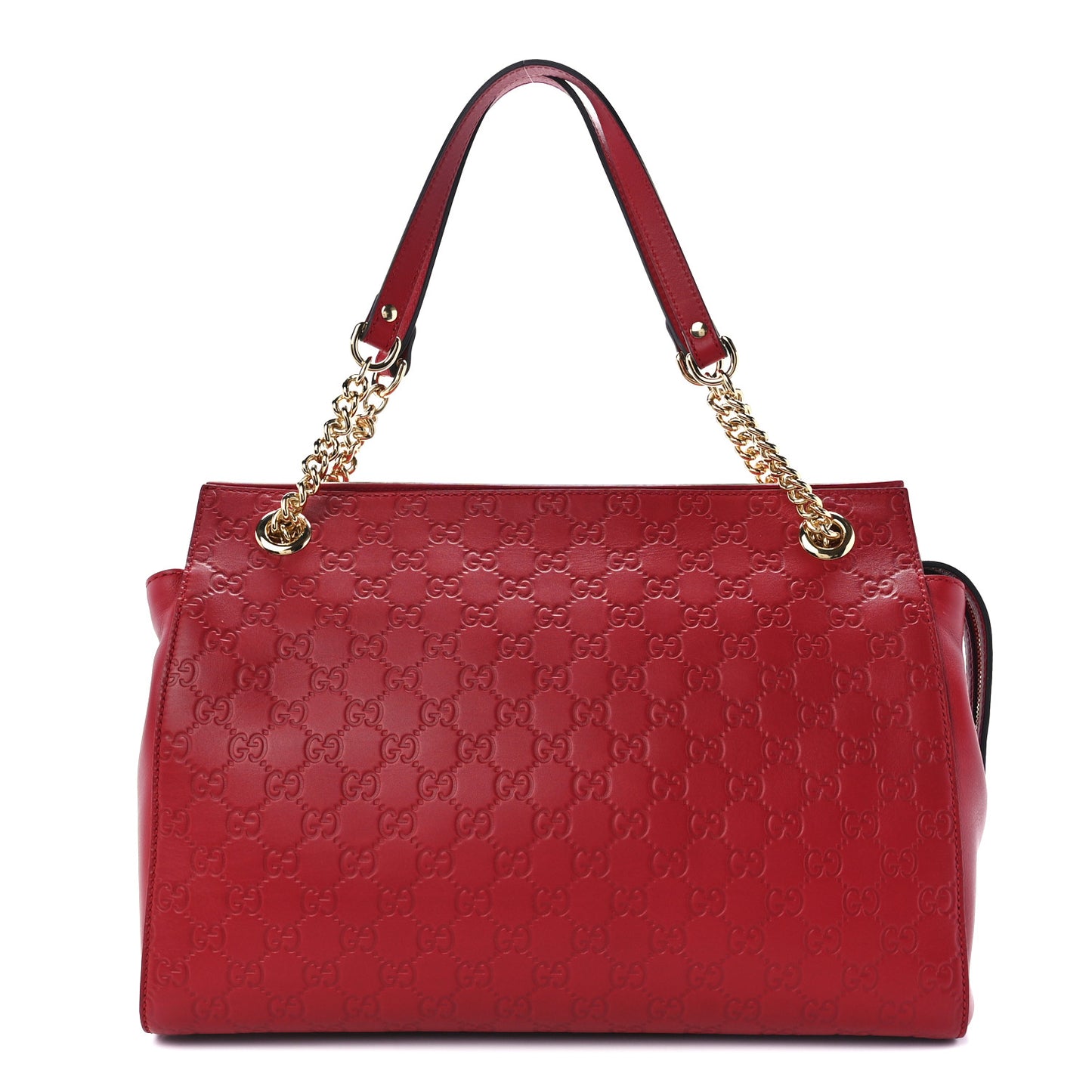 Soft Guccissima Signature Large Shoulder Tote Bag Hibiscus Red