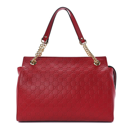 Gucci Soft Guccissima Signature Large Shoulder Tote Bag Hibiscus Red 1 of 12