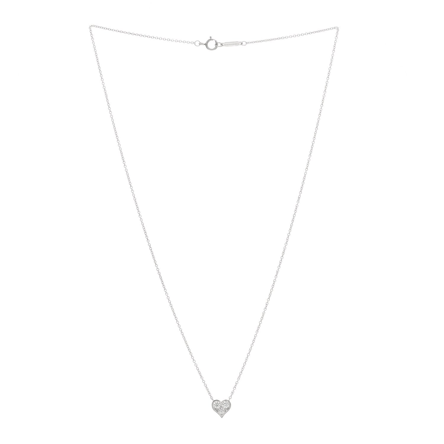 Tiffany Platinum Diamond Heart Pendant Necklace 3 of 6