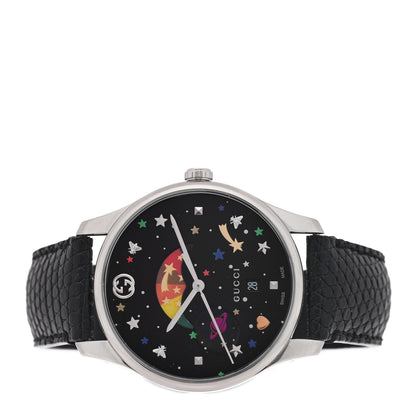 Gucci Stainless Steel Lizard 36mm G-Timeless Moonphase Star Planet Quartz Watch Black 2 of 5