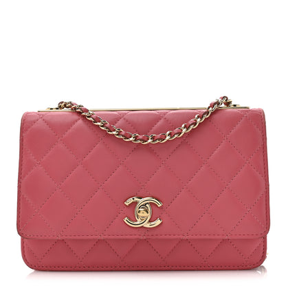 Chanel Lambskin Quilted Trendy CC Wallet On Chain WOC Bright Pink 1 of 18