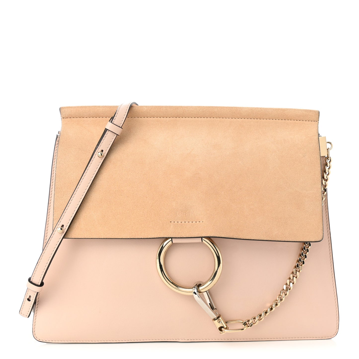 Calfskin Suede Medium Faye Shoulder Bag Cement Pink
