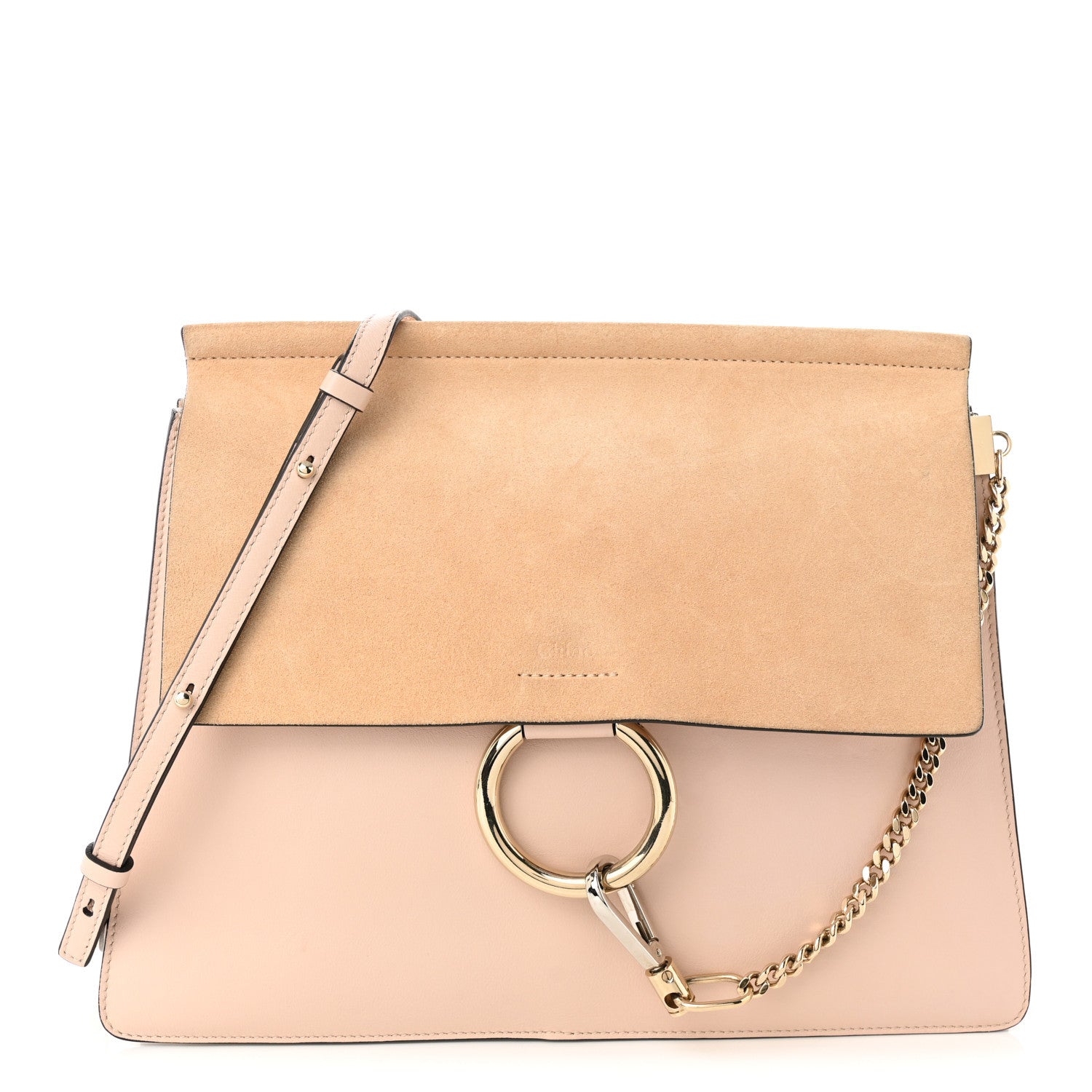 Chloe Calfskin Suede Medium Faye Shoulder Bag Cement Pink 1 of 10