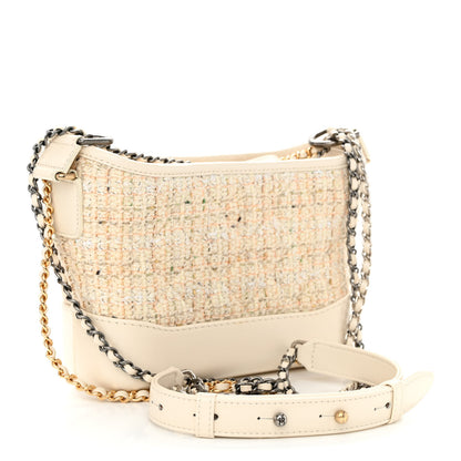 Chanel Tweed Calfskin Quilted Small Gabrielle Hobo Beige Ivory 3 of 9