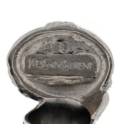Saint Laurent Glass Cabochon Gunmetal Arty Ovale Ring 52 6 Black 4 of 4