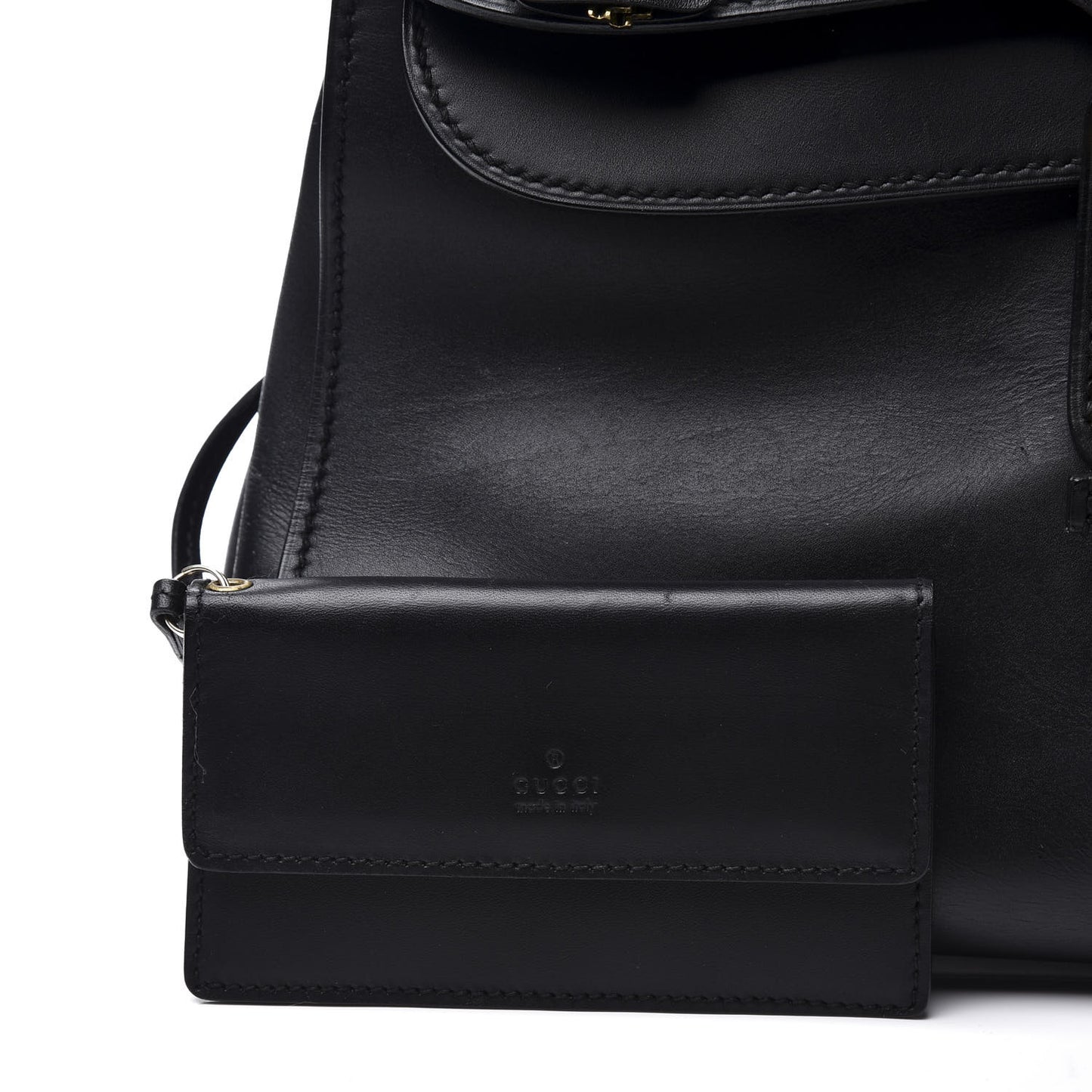 Calfskin Buckle Top Handle Bag Black