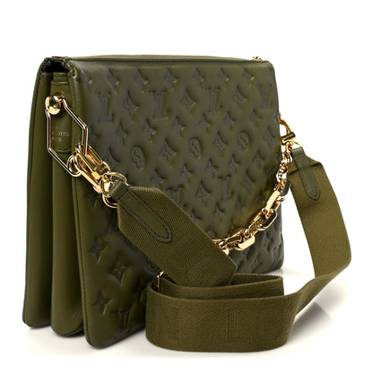 Louis Vuitton Lambskin Embossed Monogram Coussin MM Khaki 3 of 12